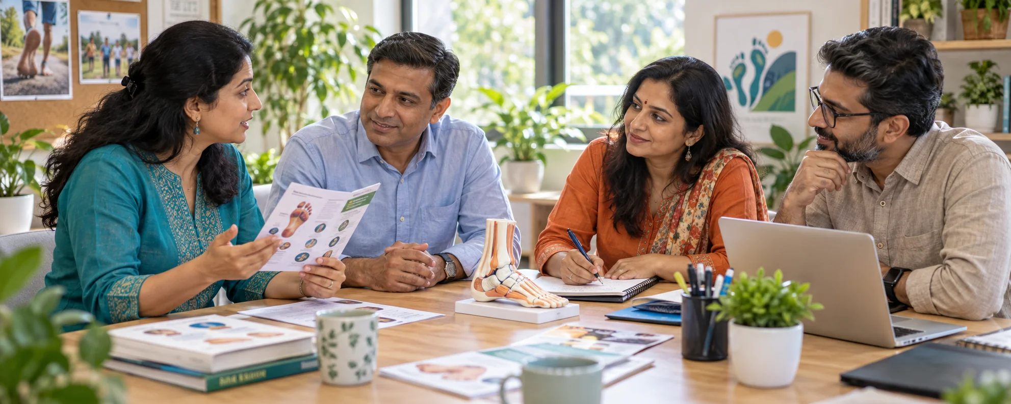 Illustration of a team planning foot-health education together